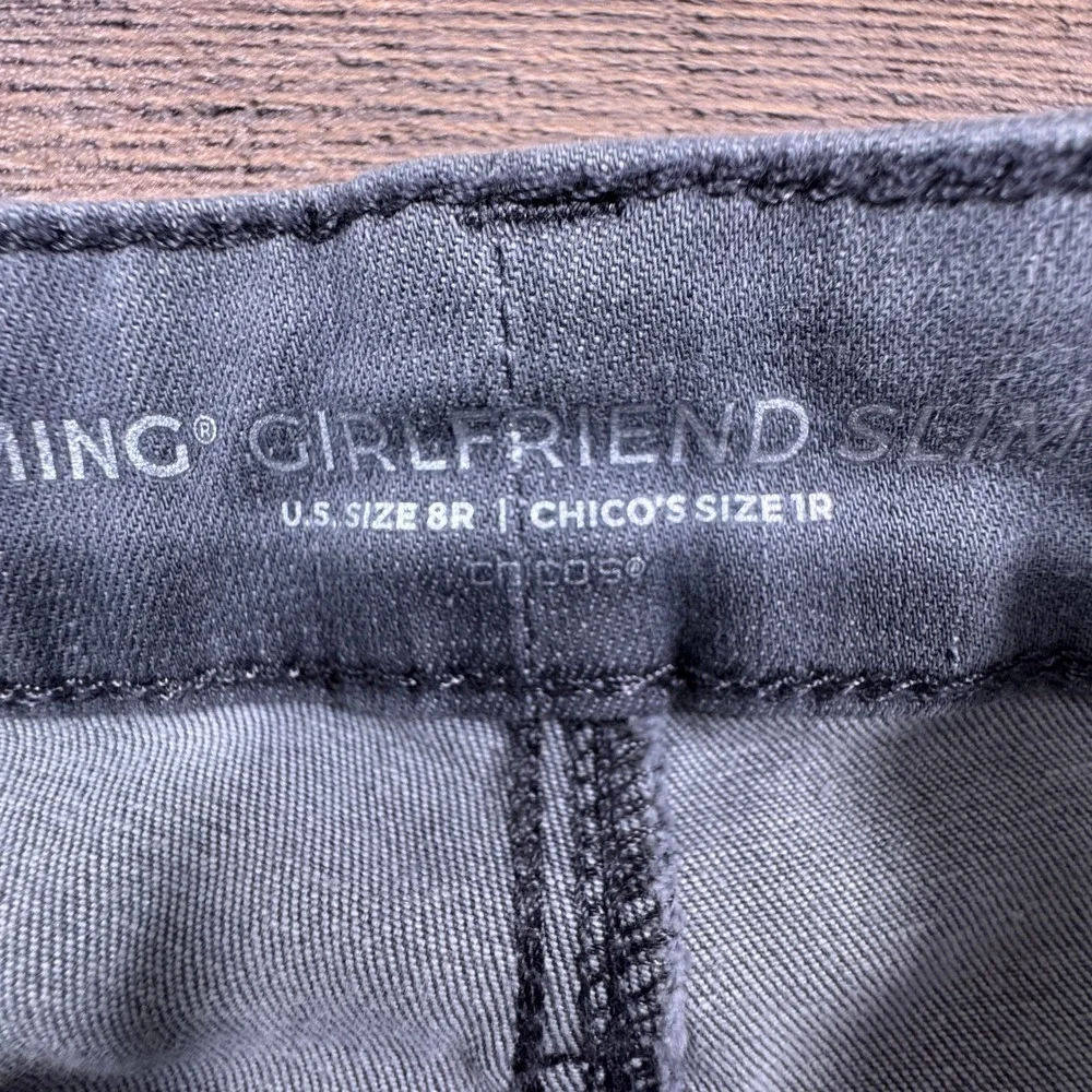 Chicos So Slimming Girlfriend Slim Leg Ankle Jeans Grey Size 1R‎ US 8R Stretch